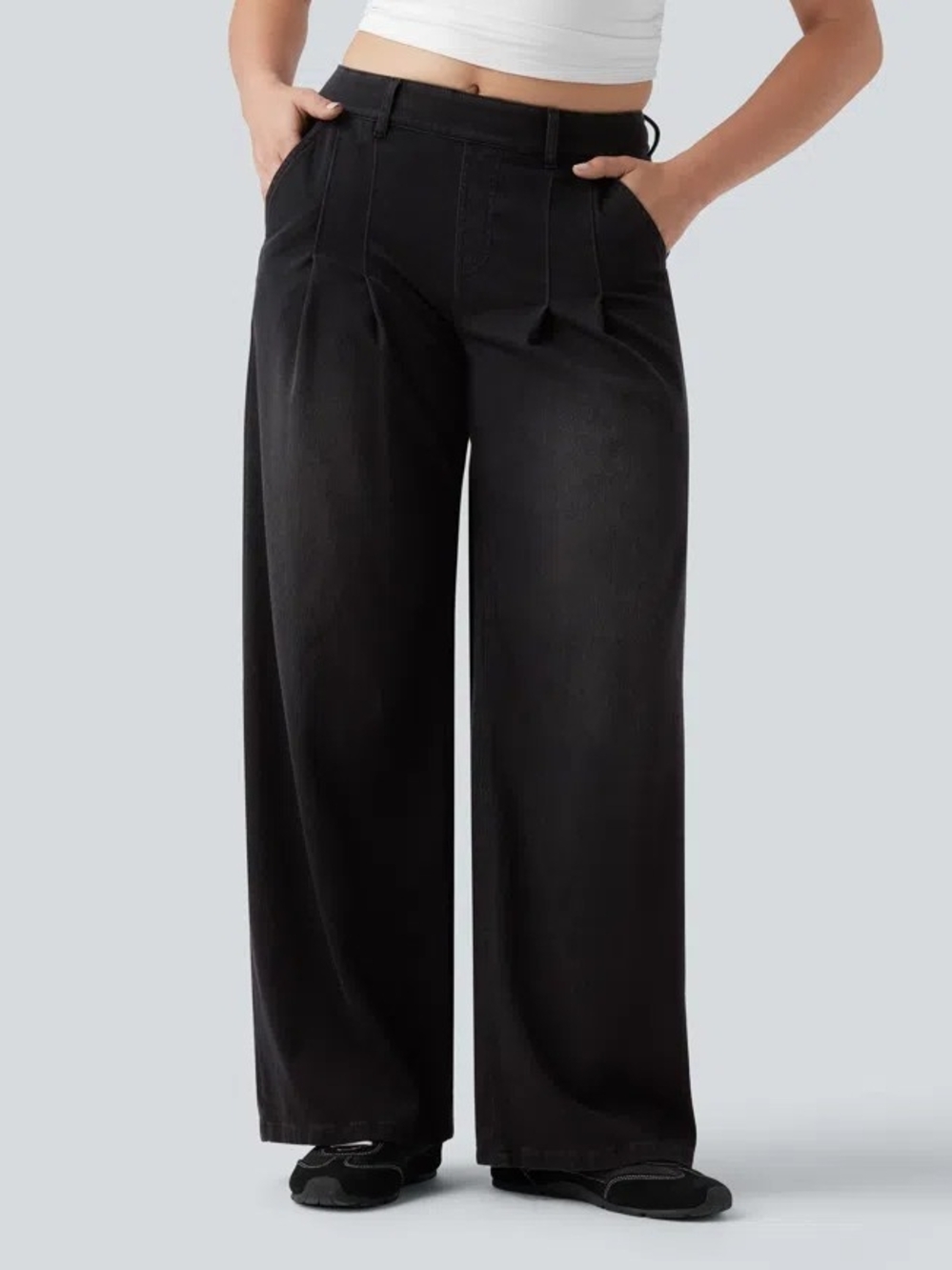 HALARA Black Halara Flex™ Mid Rise Wide Leg Casual Jeans with Pockets NWOT